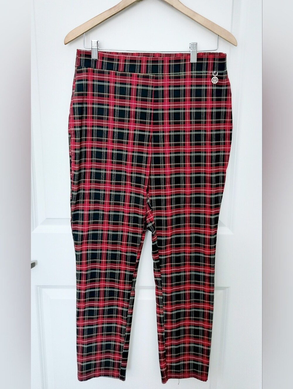Tommy Hilfiger Women's 14 Red Plaid Hampton Tartan Ankle Pants
